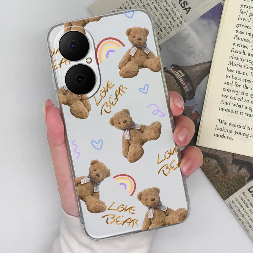 Для Huawei Enjoy 80 70x P40 P50 Y5 Y6 Y8p чехол для телефона красочные узоры в виде сердечек квадратный прозрачный силиконовый пылезащитный чехол для Huawei бампер чехлы