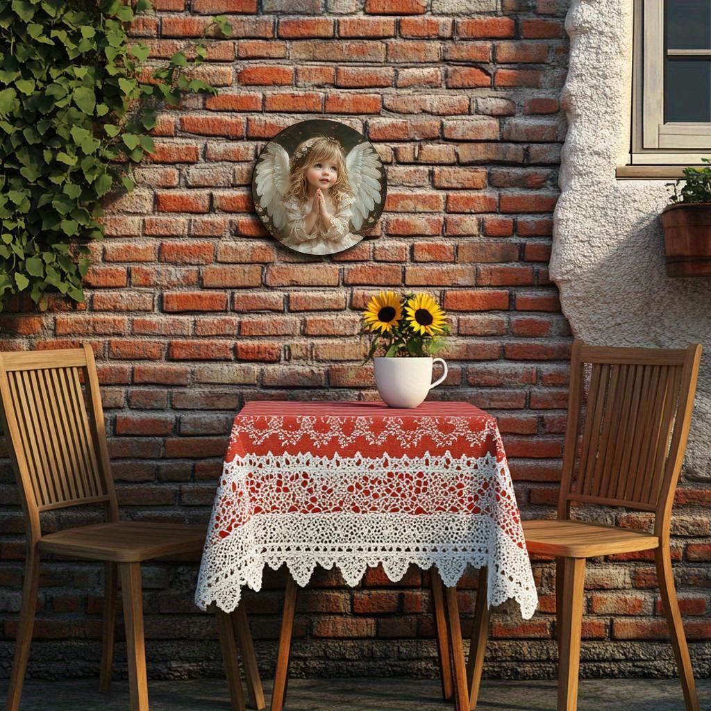 Деревянная круглая настенная картина в виде ангела, 1 шт., 2D, идеально подходит для декора двери, стены, дома, комнаты, фермы, улицы, магазина, гаража, бара, сада и кофейни