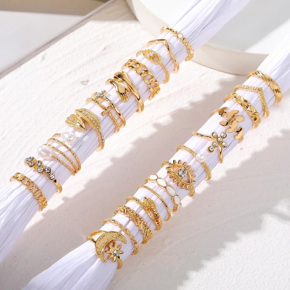 23 Pcs/Set Vintage Punk Ring Set Geometric Knuckle Rings Set Girls Party Jewelry Accessories Gifts