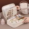 Multi-layer Large-capacity Removable Cosmetic Bag, Imitation Synthetic Synthetic Leather Travel Cosmetic Storage Box, with Brush Storage
