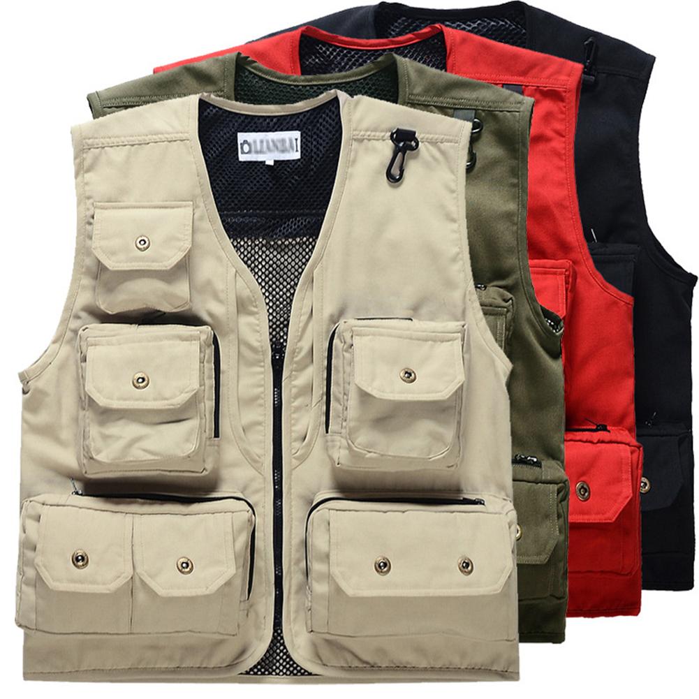 Men Fly Fishing Multi Pocket Vest Outdoor Photography Fly Vest Cotton Jacket