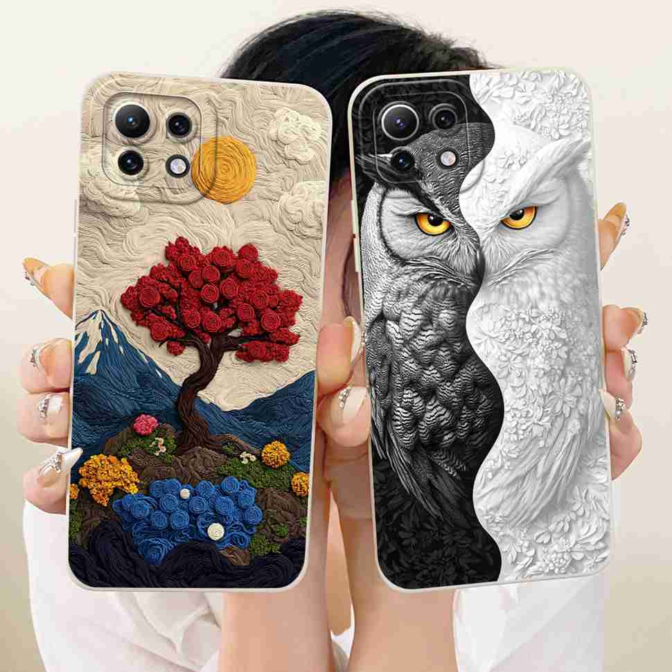 Case For Xiaomi Mi 11 11Lite 11 Lite Soft Phone Case Protection Luxury Animals Cat Dragon Back Cover For Xiaomi Mi11 Lite Capa