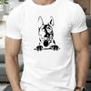 German Shepherd Peeking Graphic Print T-Shirt Breathable Cool, Comfortable Wear,Daily Casua
