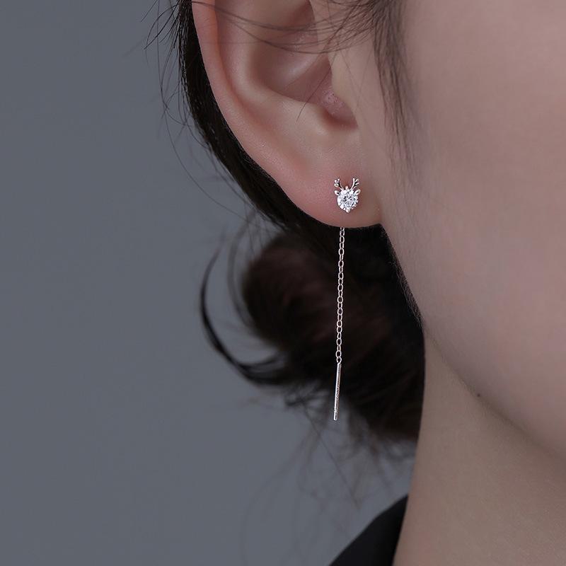 Серьги-кисточки из оленьего рога Banyan Tree S925 из серебра для женщин с бриллиантовыми акцентами