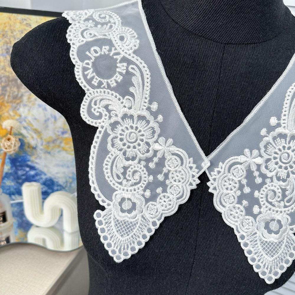 Organza Embroidery Dingzhu Shawl Collar Lace Up Shawl Detachable Shirt Collar Women's Lace Collar