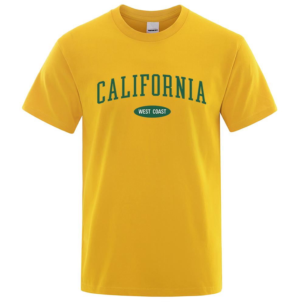 California West Coast Street Letter T Shirt Men O-Neck Tshirts Summer Cotton Tops Fashion Loose Street Hip Hop T-Shirts