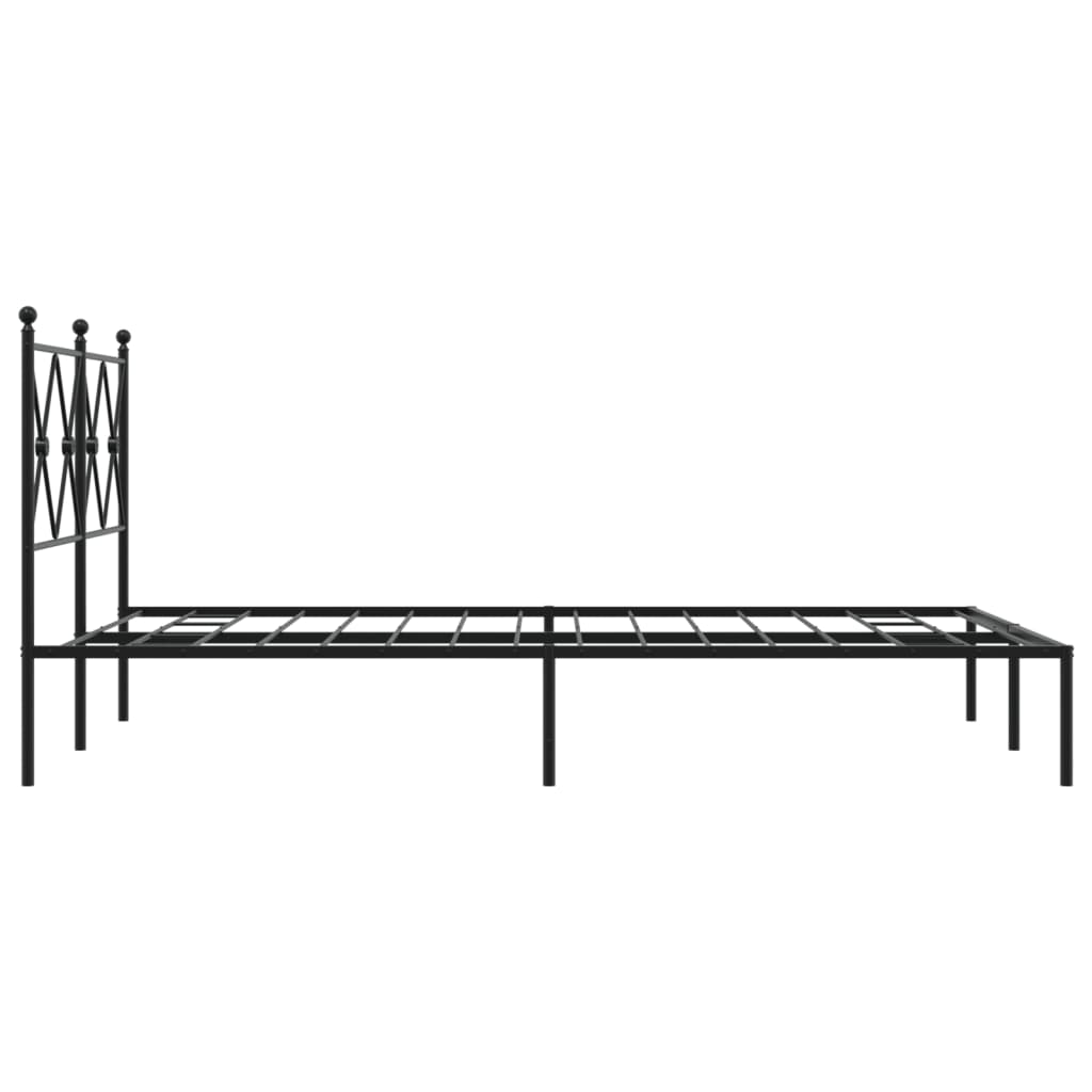Metal Bed Frame with Headboard Black 120 x 200 cm