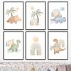 Cartoon Boho Dinosaur Rainbow Sun Cloud Nursery Wall Art Canvas Painting Nordic Posters And Prints Pictures Baby Kids Room Decor