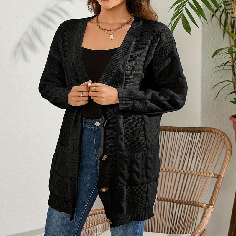 Autumn and Winter Fashion Women's Sweater Outer Cardigan Fashion Long Single-breasted Casual Cardigan Jacket