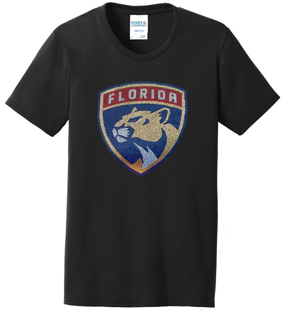 Women's Florida Panthers Ladies Bling T-Shirt Crew Shirt Tee Hockey Sparkle Unisex T-Shirt
