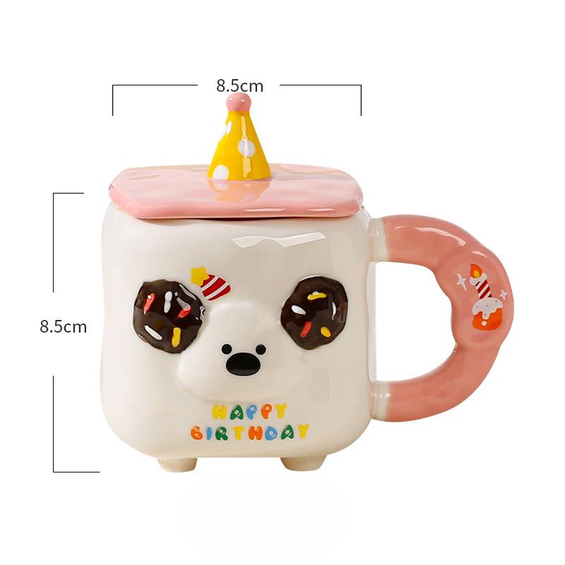 Подарок на день рождения для девочек Мультяшный щенок Маленький подарок с крышкой Керамическая чашка Высокая термостойкость Милый набор кружек Чашка