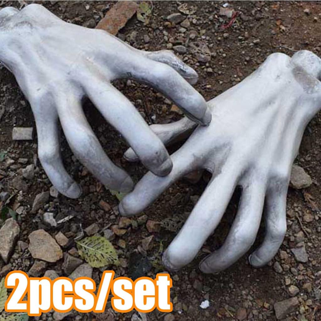 Two Piece Set Of Halloween Witch Hands, Halloween Real Person Sized Plastic Fake Human Hands, Party Horror Props, Halloween Decorations