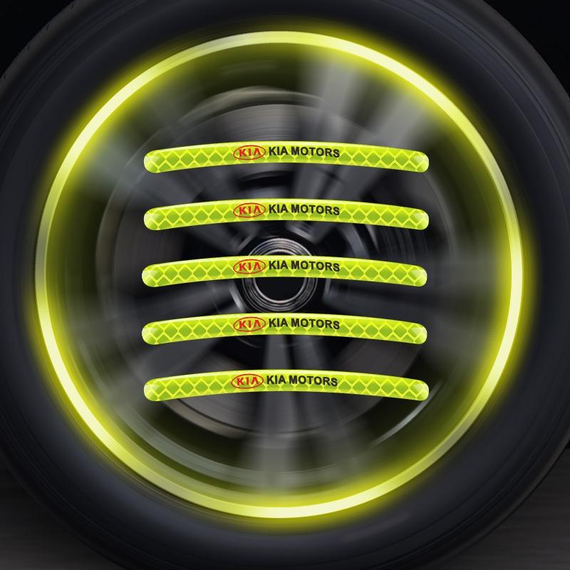 Car Wheel Hub Reflective Stickers Tire Rim Luminous Car Styling For Kia Sauer CUB CEED Cerato Forte K8 K900 Optima Picanto RIO VG Ray EV Venga