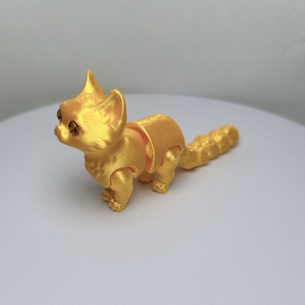 Big Eyes 3D Printed Cat Model Plastic Material 3D Printed Cat Figure Articulated Cats  Living Room