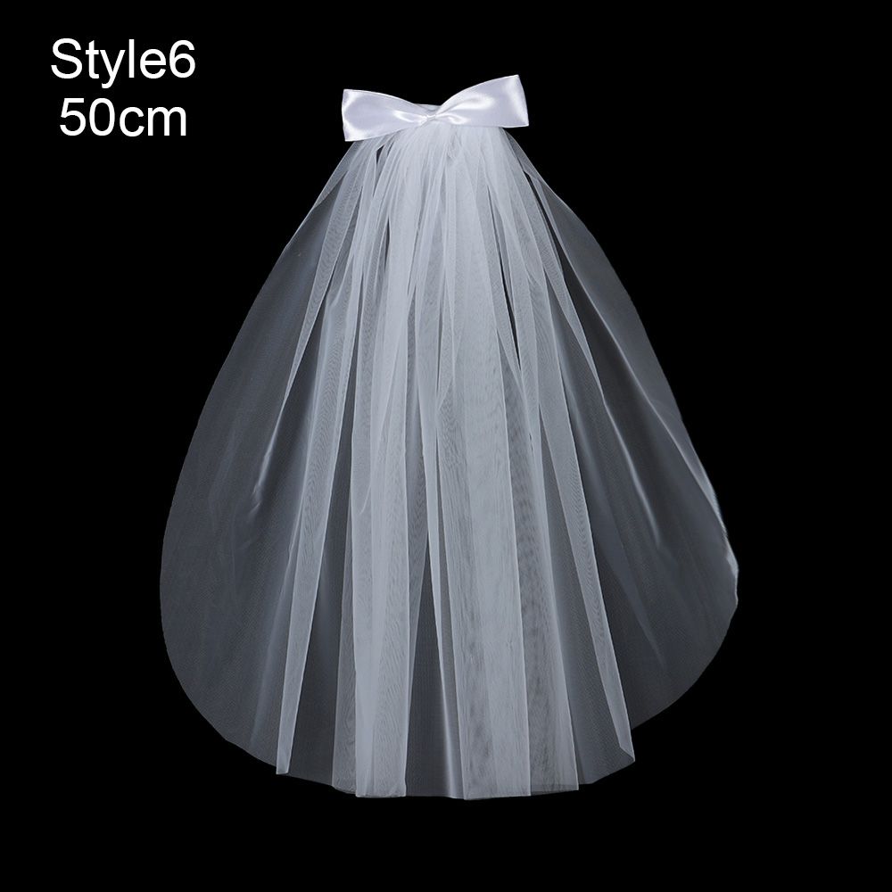 Accessories Photo Veil Short Simple White Ivory Women's Tulle Wedding Veil Lace Edge Bridal Veil