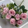 Искусственный цветок розы многоголовый букет искусственных роз со стеблем для DIY свадебного букета, украшение стола для свадебной вечеринки, домашний декор