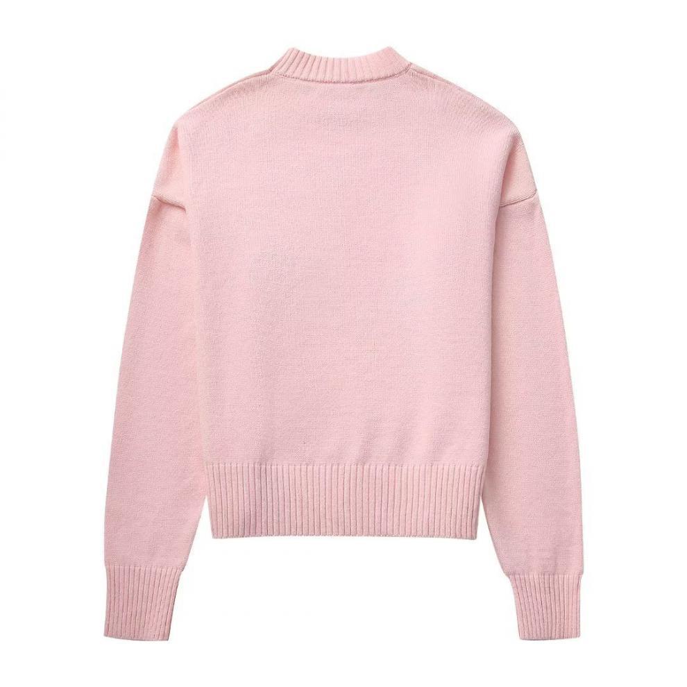 2023 Winter Solid Color Sweet Round Neck Pullover Sweater