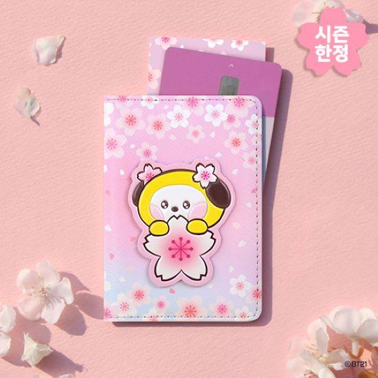 BT21 Кожаный чехол для патч-карты [Cherry Blossom], подлинные официальные товары, KPOP, KBeauty, бесплатные образцы