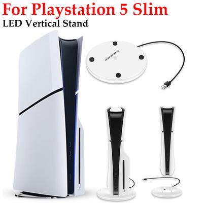 Светодиодная вертикальная подставка-держатель для консоли Playstation 5 Slim Светодиодная подставка-держатель для консоли PS5 Slim Disc и Digital