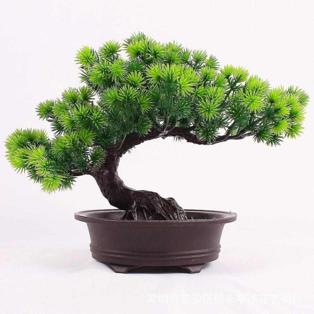 2PC Artificial Plant Welcome Pine Artificial Flower Water Plant Accessories Green Plant Bonsai
