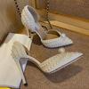 Fashion Pearl Shoes Pointy Side Side Air Pumps Stiletto Heels Over Feet High With Bridal Bridesmaids Wedding Shoes Single Shoes