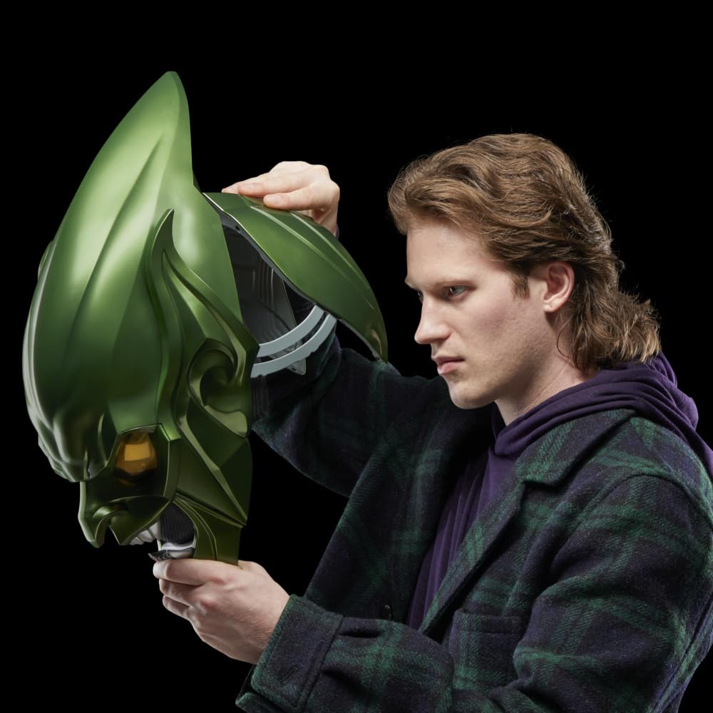 Hasbro Marvel Legends Series Премиальный шлем Зеленого Гоблина для ролевой игры, Человек-паук: Нет пути домой Взрослый коллекционный ролевой реквизит F9111, Аутентичный