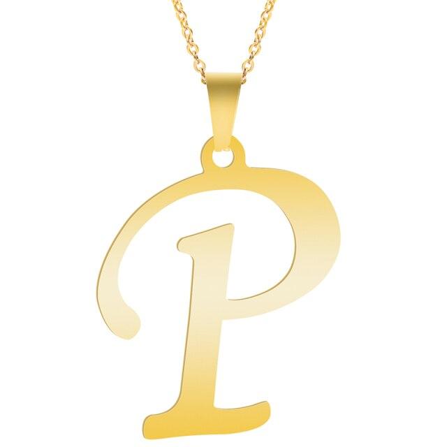 Золотые ожерелья с алфавитом для женщин, ювелирная цепочка на шею, 26 букв, подвески, ожерелье, колье из нержавеющей стали, женский аксессуар