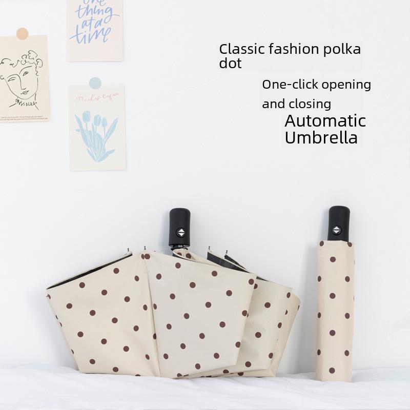 Automatic Polka Dot UV Protection Umbrella: Dual-purpose for Sun & Rain