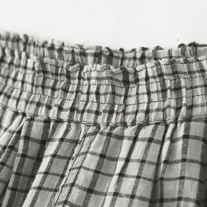 Льняные клетчатые брюки женские свободные повседневные брюки