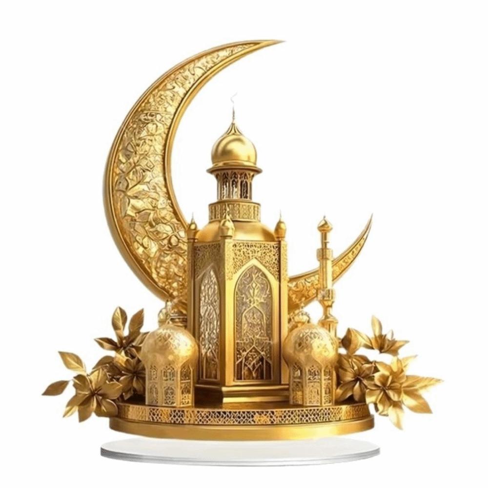 Elegant Crescent Crescent Moon Lantern 2D Design Acrylic Moon Ornament for Muslim Islam