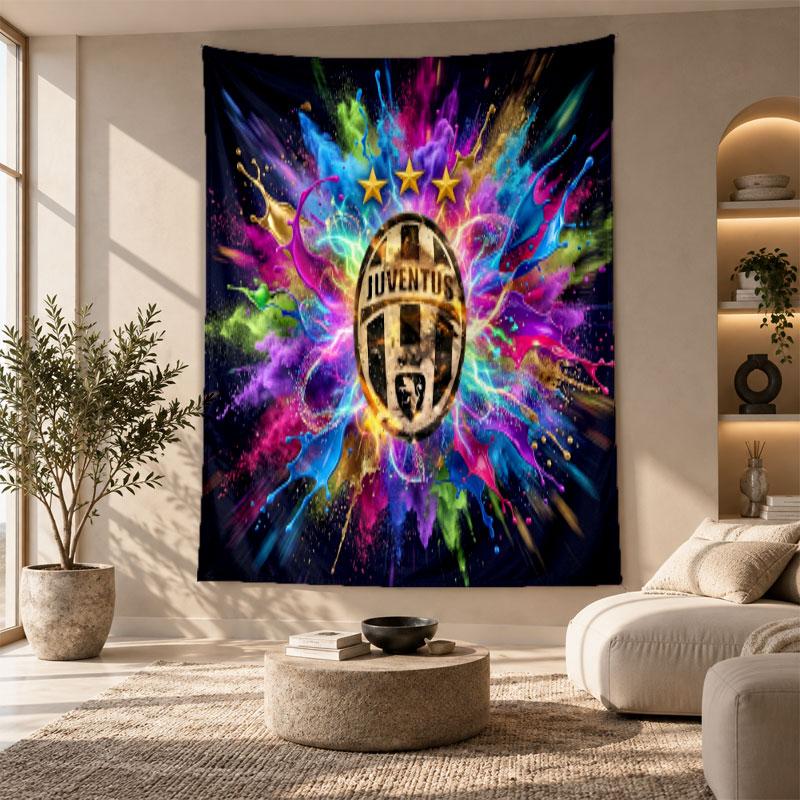 Decorative Tapestry,Juventus FC Printed Wall Art, Lightweight Wall Hanging For Bedroom Background