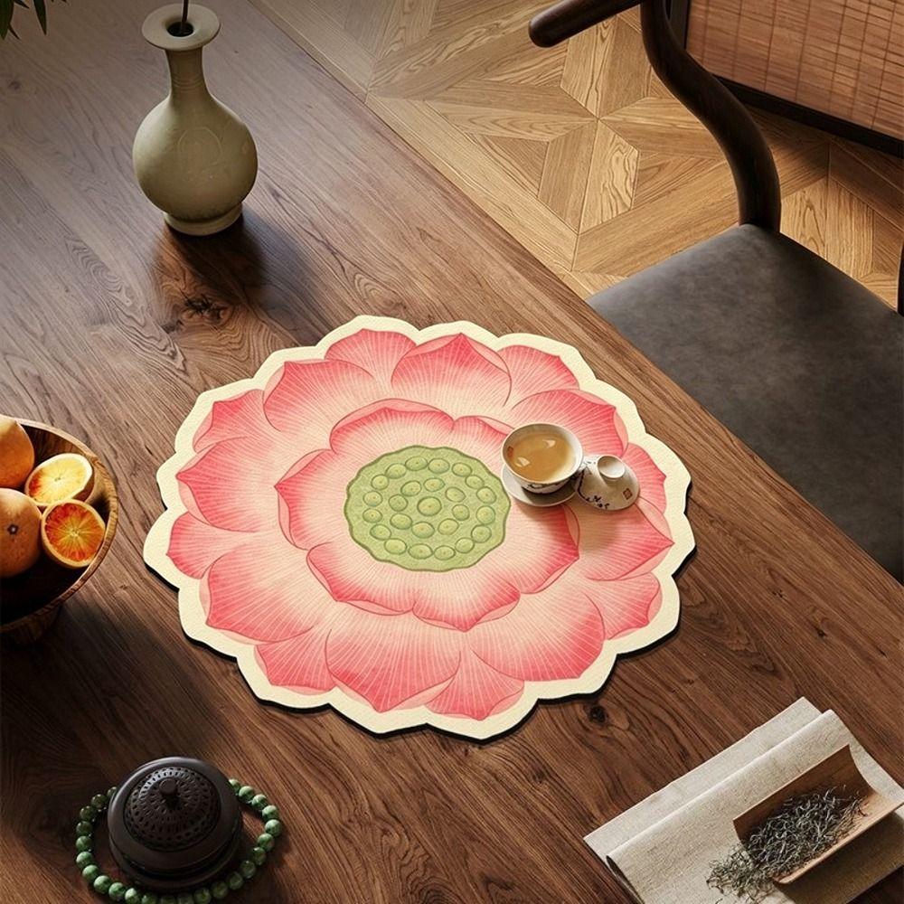 Silicone Lotus Cup Coaster Quick-drying Tea Ceremony Mat Water Absorbent Pad for Home Decor