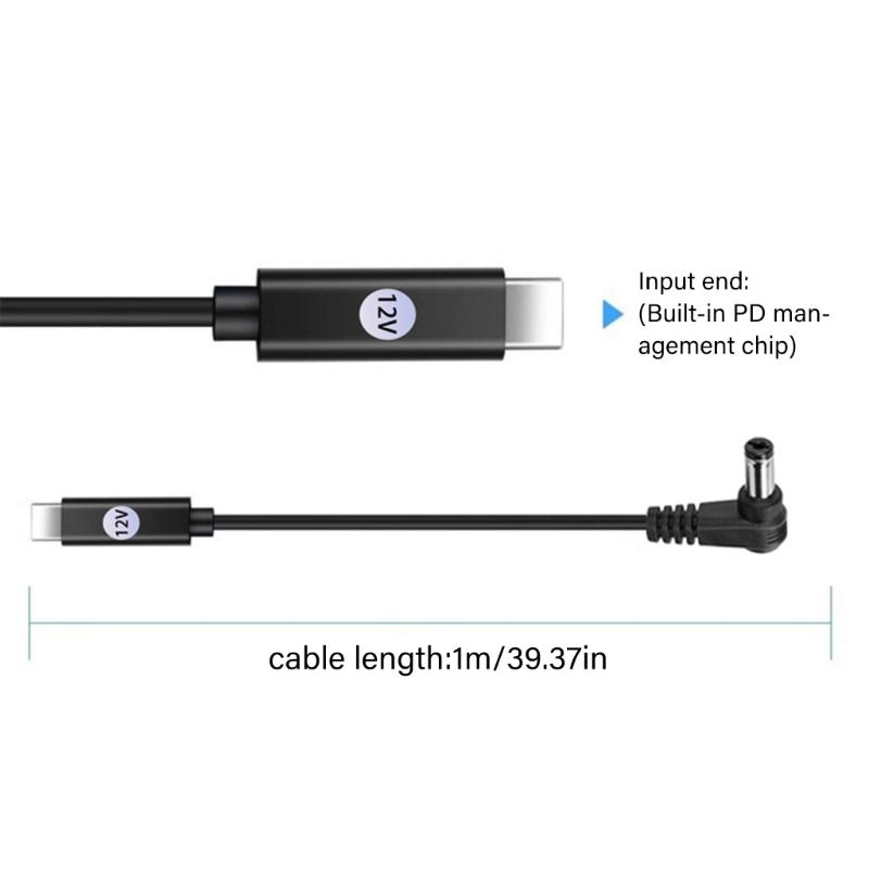 Кабель для зарядки от USB-C к DC5521 с широкой совместимостью для адаптеров питания ноутбуков для надежной зарядки, ПВХ-шнур