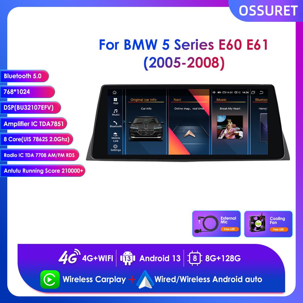OSSURET Для BMW 5 серии E60 E61 E63 E64(2005-2008)CCC с интеллектуальными системами автомобиля поддерживает беспроводной Carplay Android Auto интеллектуальный видеорегистратор RDS BT WIFI GPS 4G