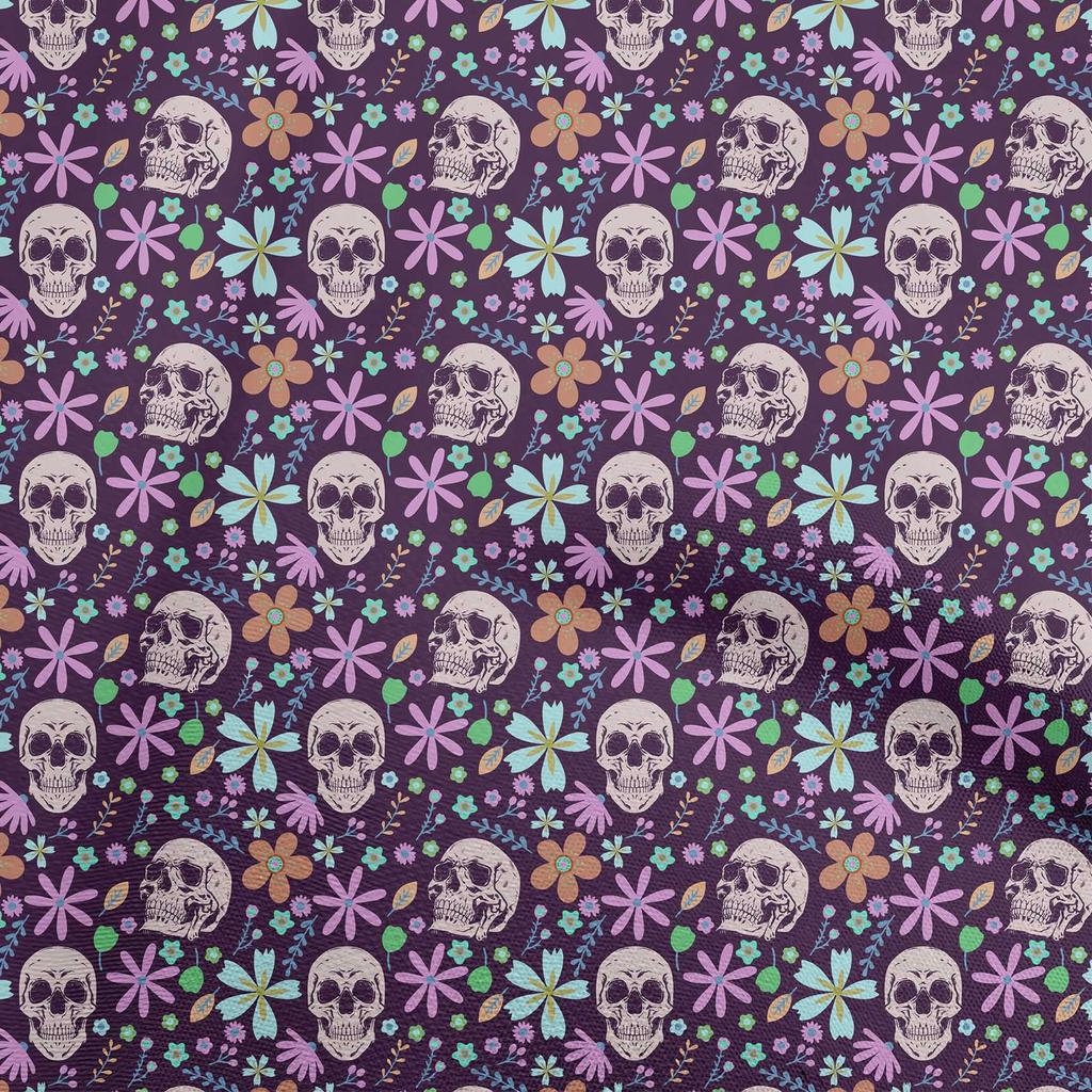 oneOone Cotton Flex Gray Fabric Skull Sewing Material Print Fabric By The Yard 40 Inch
