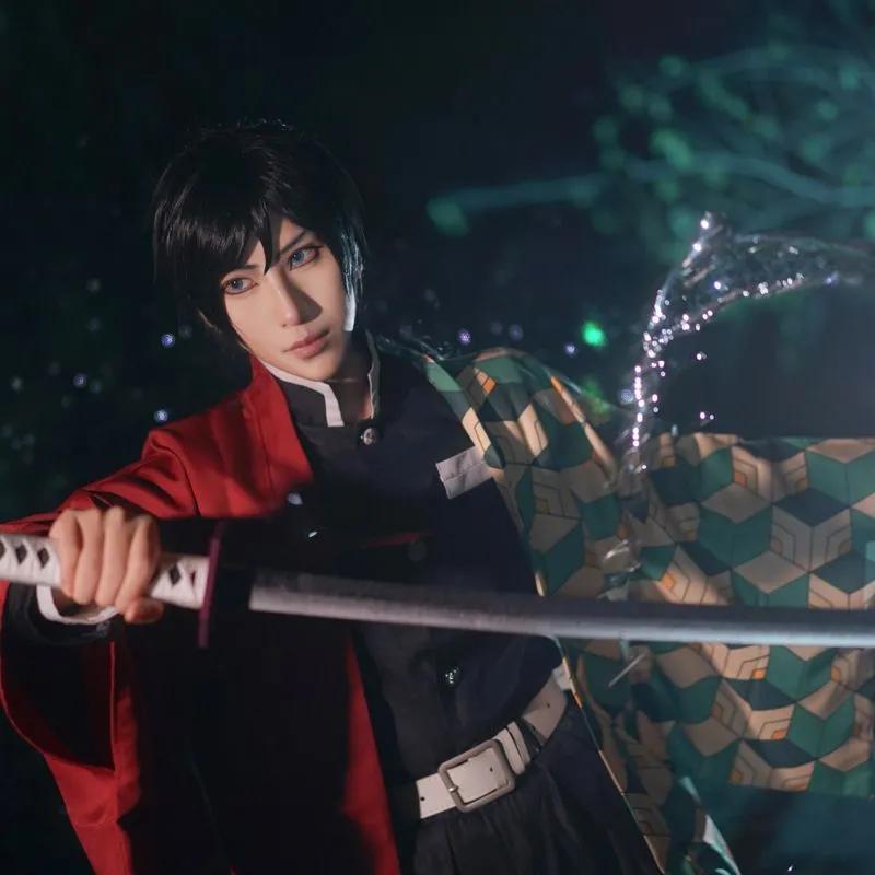 Аниме Demon Slayer Kimetsu No Yaiba Tomioka Giyuu Косплей Костюм Женщины и Мужчины Кимоно Униформа Хэллоуин Рождественская Вечеринка Одежда
