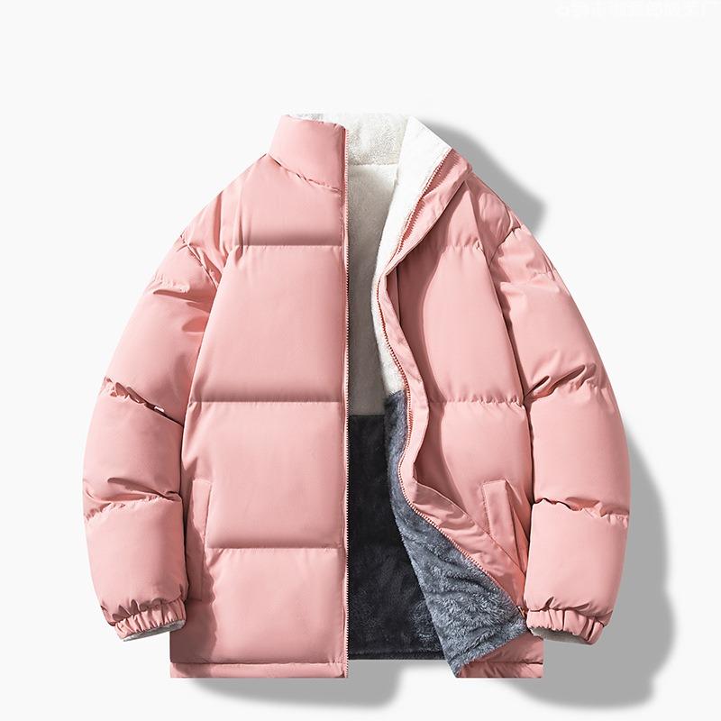 Мужская куртка из хлопка с пухом ягненка, вельветовая зимняя двусторонняя куртка из хлопка с флисом и утолщенная куртка из хлопка