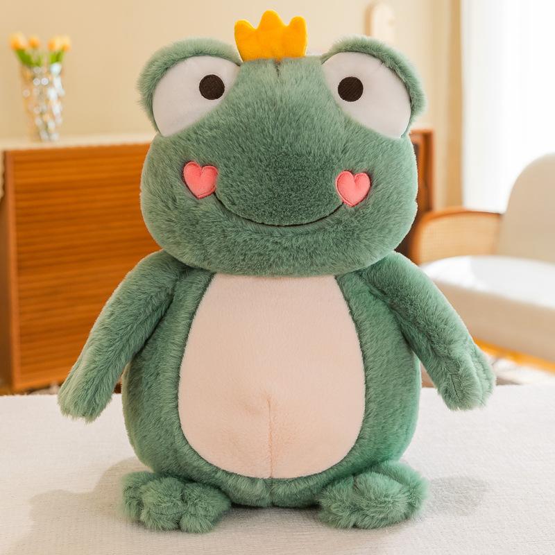 Плюшевая игрушка Лягушка с короной, 45 см, мягкая подушка, волшебное выражение лица, милая кукла-лягушка, подарок на день рождения для детей