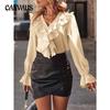 Spring and Autumn Women's Shirt V-neck Ruffle Temperament Shirt Blouse