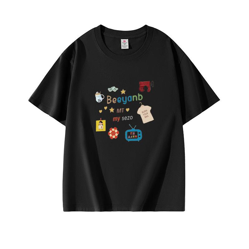 Summer New Cartoon Fun Printed Short Sleeve T-Shirt Women's Sweet Versatile Loose Girls Casual Bottom Top T-Shirt