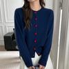 Women's Heart Button Wool Cashmere Cardigan - Round Neck, Autumn/Winter Versatile Sweater