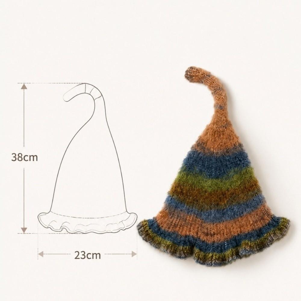 Rainbow Color Kids Hat Ear Protection Elf Cap Cute Kids Knitted Hat Winter