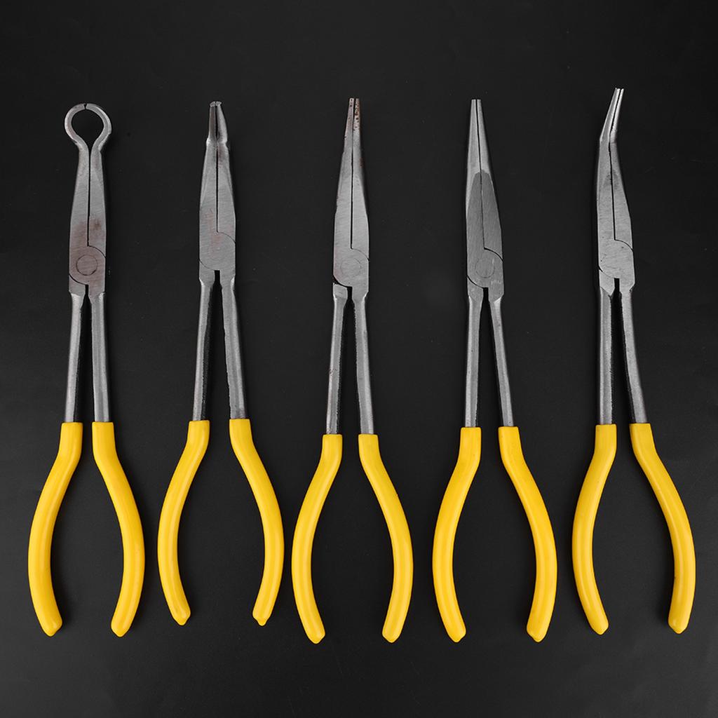 5Pcs Long Needle Nose Pliers Carbon Steel O Shape Clamp Hand Tool with NonSlip Handle