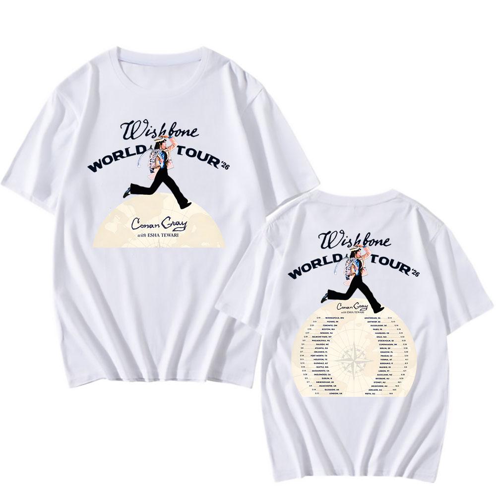 Wishbone World Tour 2026 Tshirts CONAN GRAY Singer Fashion T-shirt Short Sleeve Loose Cotton Male T Shirt Streetwear Unisex Tees