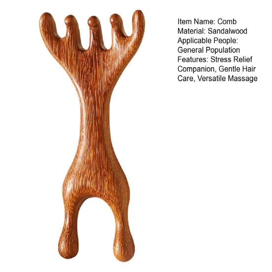 Сандаловая расческа для массажа головы Гуаша Инструмент для чесания спины Ручная расческа с широкими зубьями