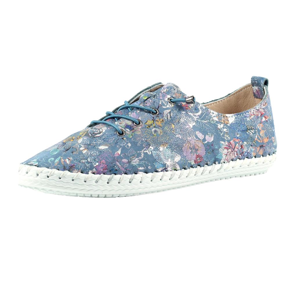 Lunar Womens/Ladies Exbury Floral Leather Plimsolls