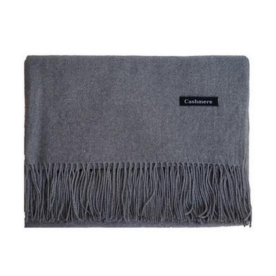 2025 Autumn/Winter Solid Color Imitation Cashmere Mid-Length Warm Tassel Scarf - Japanese & Korean Sweet Fashion