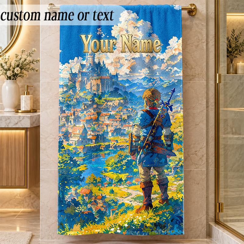 Beach TowelZelda Custom Name Text Personalized Soft Towel for Beach Pool Indoor Home Decor Gift