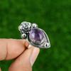 Натуральный африканский аметист серебро 925 пробы кольцо-обещание цветок регулируемое для девочек