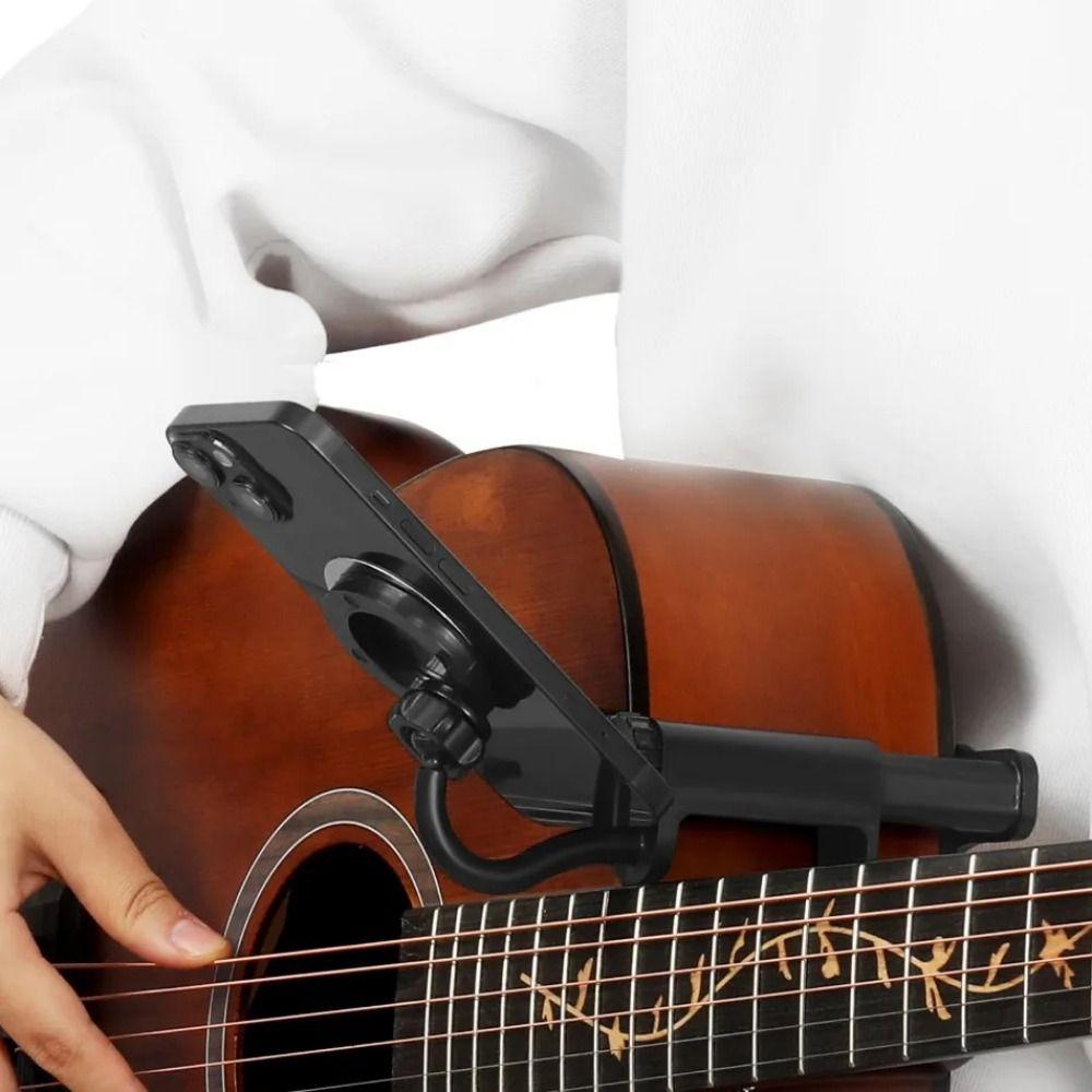with Clip Magnetic Guitar Phone Holder Adjustable Musical Instrument Phone Stand Electric Bass